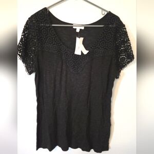 NWT Adiva Black Lace Top Size Large